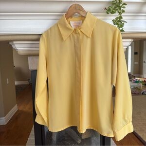 Vintage Pendleton Country Sophisticates Satin Yellow Button Front Blouse Luxe
